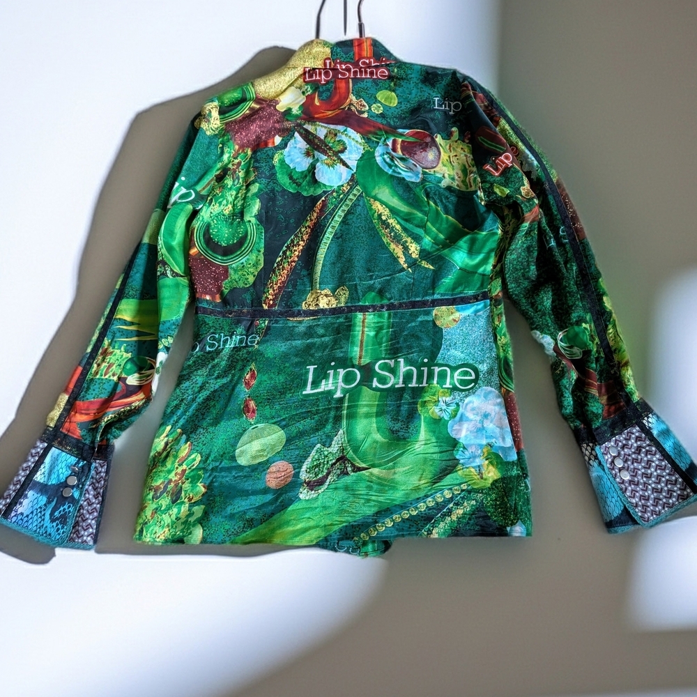 Custo Barcelona Green and Brown Printed Silk Shirt - Picture 5 of 8